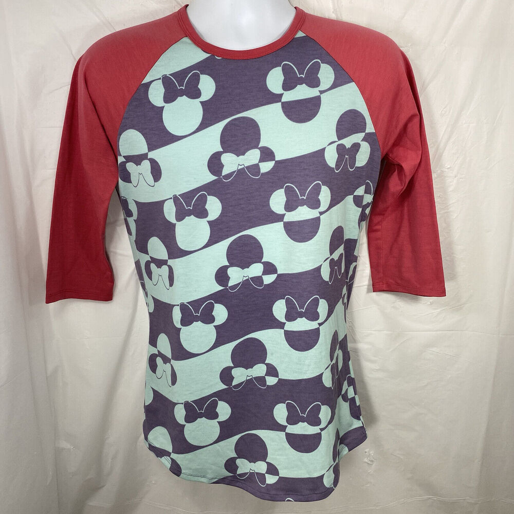 LuLaRoe x Disney Women's Small Mickey Mouse Pattern 3/4 Length Sleeve Blue Top